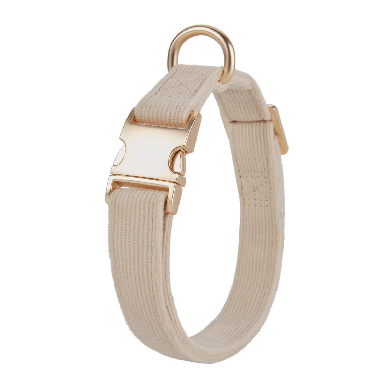 Petiry Soft Corduroy Fibric Dog Collar with High Grade Metal Buckle, for Small Dogs.(White,Small:10-15'')