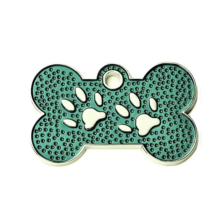 Personalized Dog/Cat Cute Paw Pet Name Tag - Cat, Kitten Id Tag (Bone-Shaped-Small: Ocean Blue)