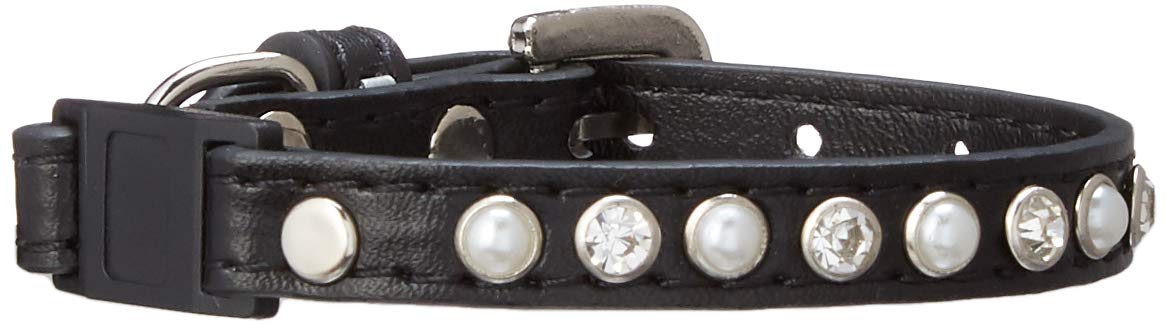 Breakaway Cat Collar, &quot;Pearl & Clear Jewel&quot; Black 10