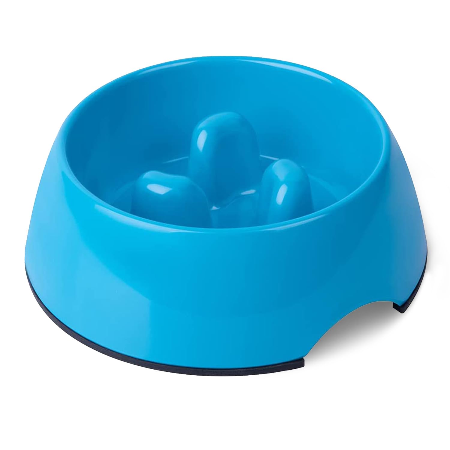 Super Design Slow Feeder Dog Bowl, Blue, Melamine, 1.5 Cup, Non-Skid Base, Heat-Resistant, Safe for Multiple Pets, Easy to Clean