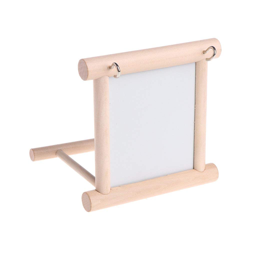 Bird Mirror Wooden Hanging Swing Interactive Play Toys For Small Parrot Budgies Macaw African Grey Parakeet Cockatiel Conure Lovebird Cage Accessories (Bird Mirror Perch Stand-One)