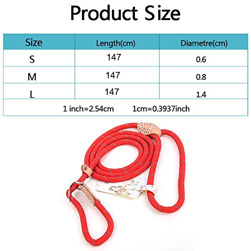 Coolrunner Durable Dog Slip Rope Leash, 5 Ft Dog Training Leash, Strong Slip Lead, Standard Adjustable Pet Slipknot Nylon Leash For Small Medium Dogs(10-80 Lb) (Red 2)