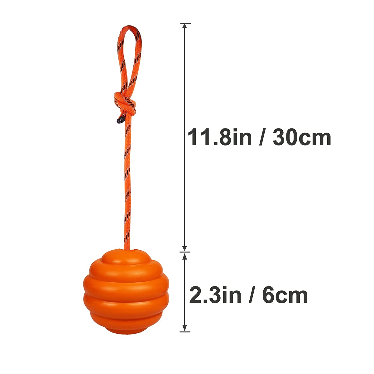 Nevperish K9 Training Ball With Rope Exercise And Reward Toy For Dogs Indestructible Dog Toy Ball With Handle For Training Pull Throw Toy Tug Toy Dogs Fetch Toys Belgian Malinois Gifts (Pure Orange)