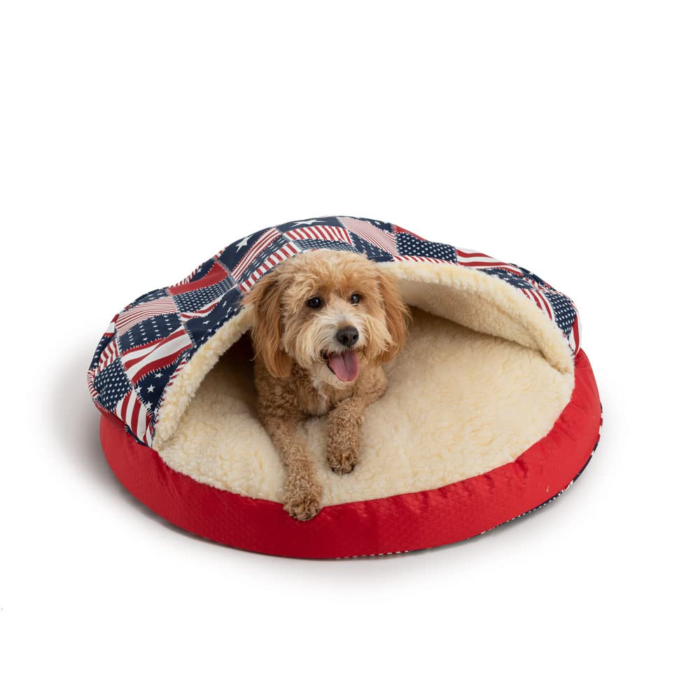 Snoozer Luxury Orthopedic Cozy Cave Pet Bed, Starpatch Red Diamond - Large