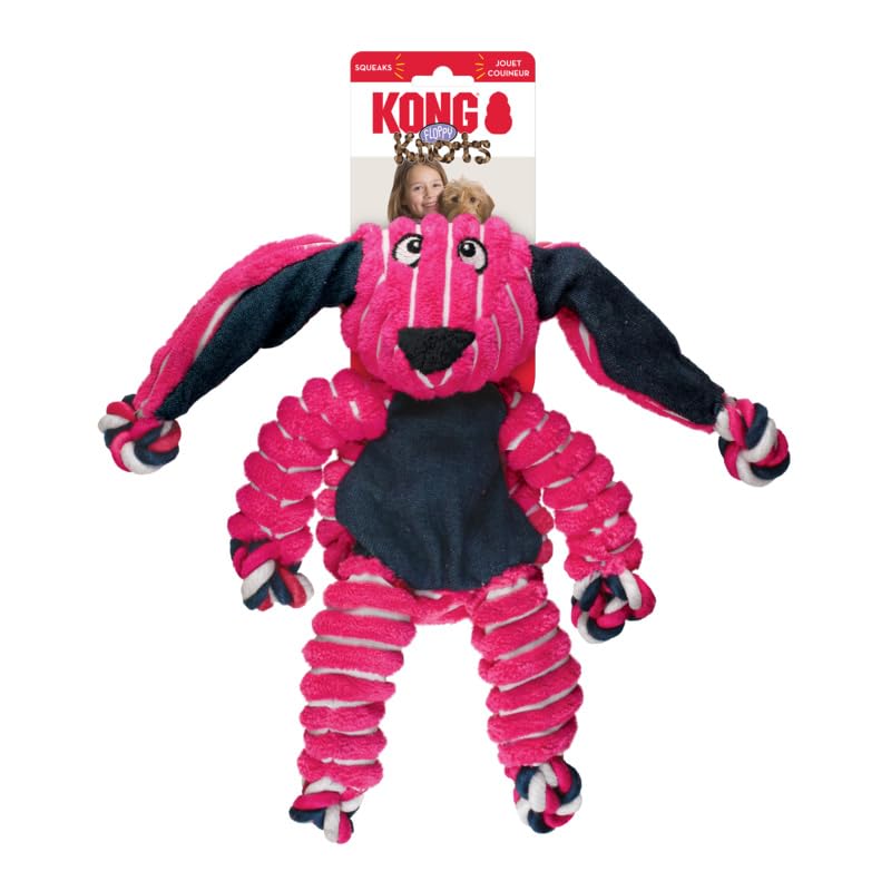 Kong Floppy Knots Combo Dog Toy - Fox And Bunny Bundle - Interal Knotted Rope With Squeakers And Less Stuffing - Medium/Large