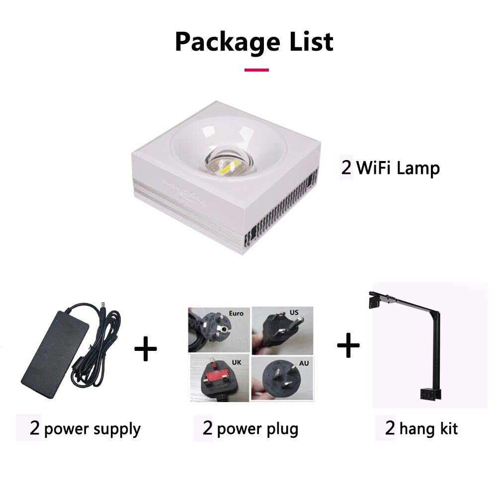 Popbloom Rl90 Led Aquarium Light 200W, Smart App Control Reef Light For Saltwater Coral Reef Growing Marine Aquarium Lamp For Sps/Lps Growth Fish Tank Light (2 Lamp With Arm Kit)