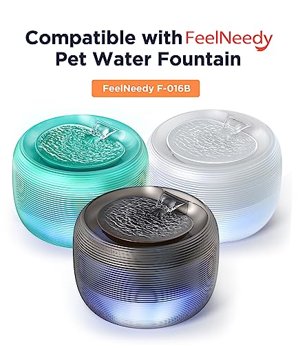 Feelneedy 12 Pack Cat Water Fountain Filter & 6 Pack Pump Sponges & 6 Pack Sound-Absorbing Sponges, Pet Water Fountain Filter For 84 Fl Oz/2.5L Cat Water Fountain (F-016B)