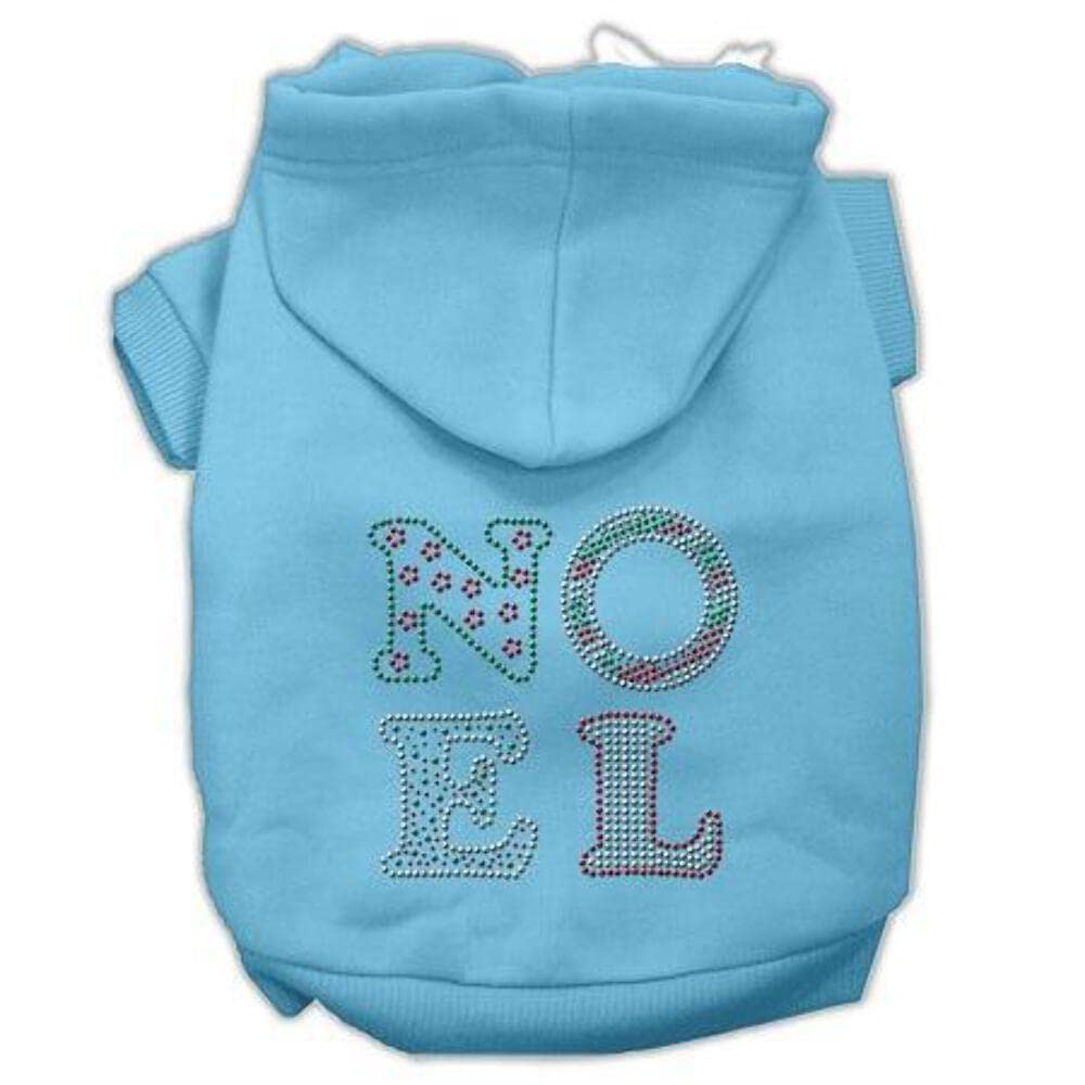 Christmas Pet, Dog & Cat Hoodie Rhinestone, 'Noel' Baby Blue Xs (0-3 Lbs.)