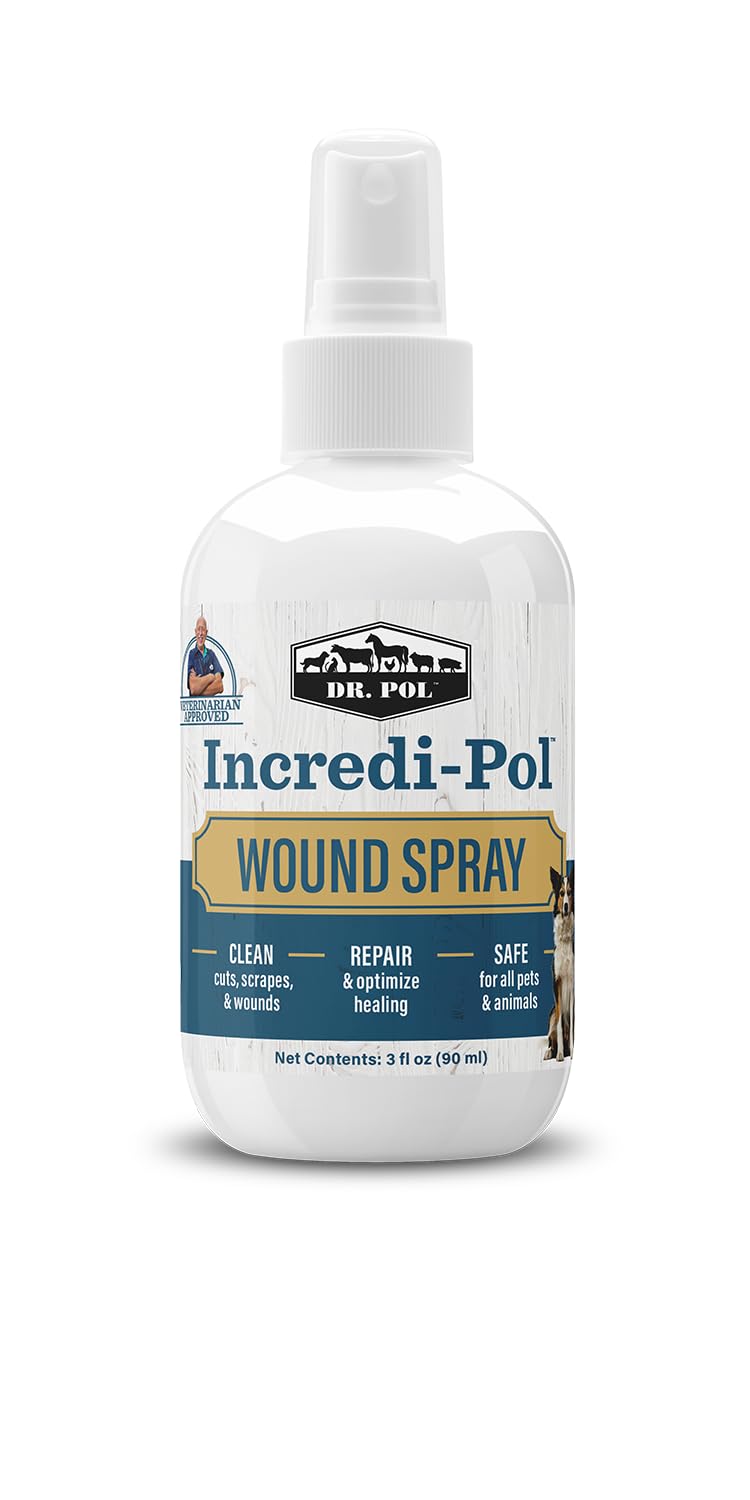 Dr. Pol Incredi-Pol Wound Spray for Dogs, Cats, Horses, and All Animals - Dog Wound Care to Clean Cuts, Scrapes, Hot Spots, and