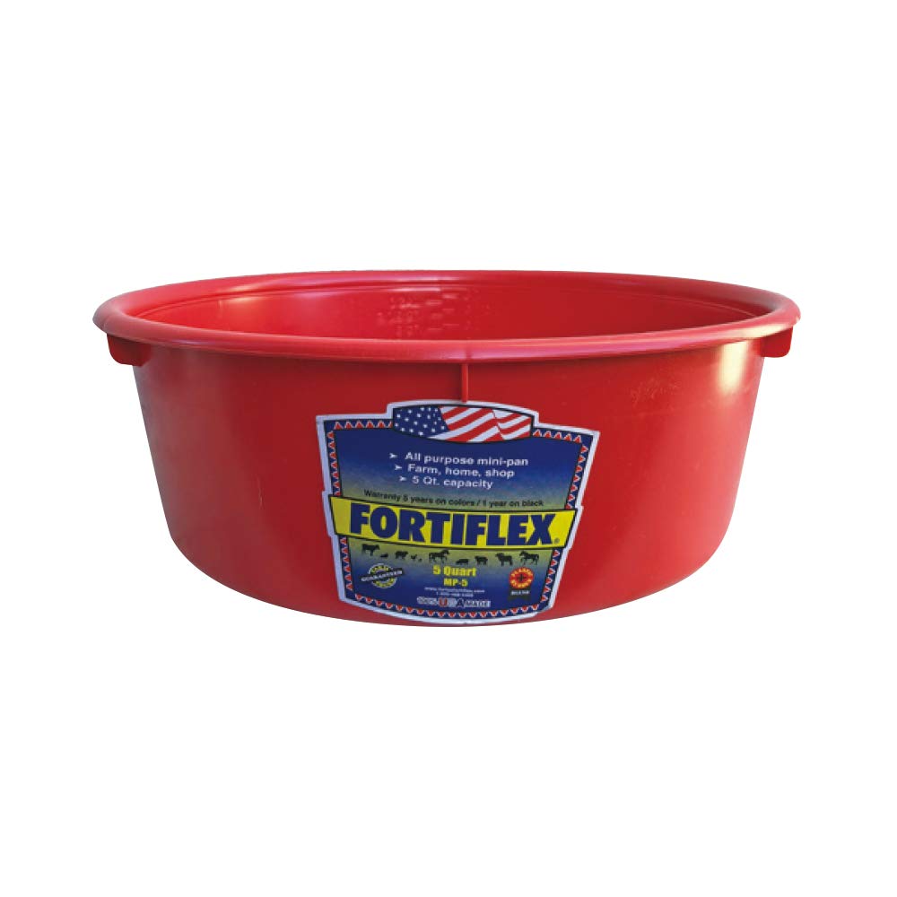 Fortiflex Mini Feed Pan For Dogs And Horses, 5-Quart, Red