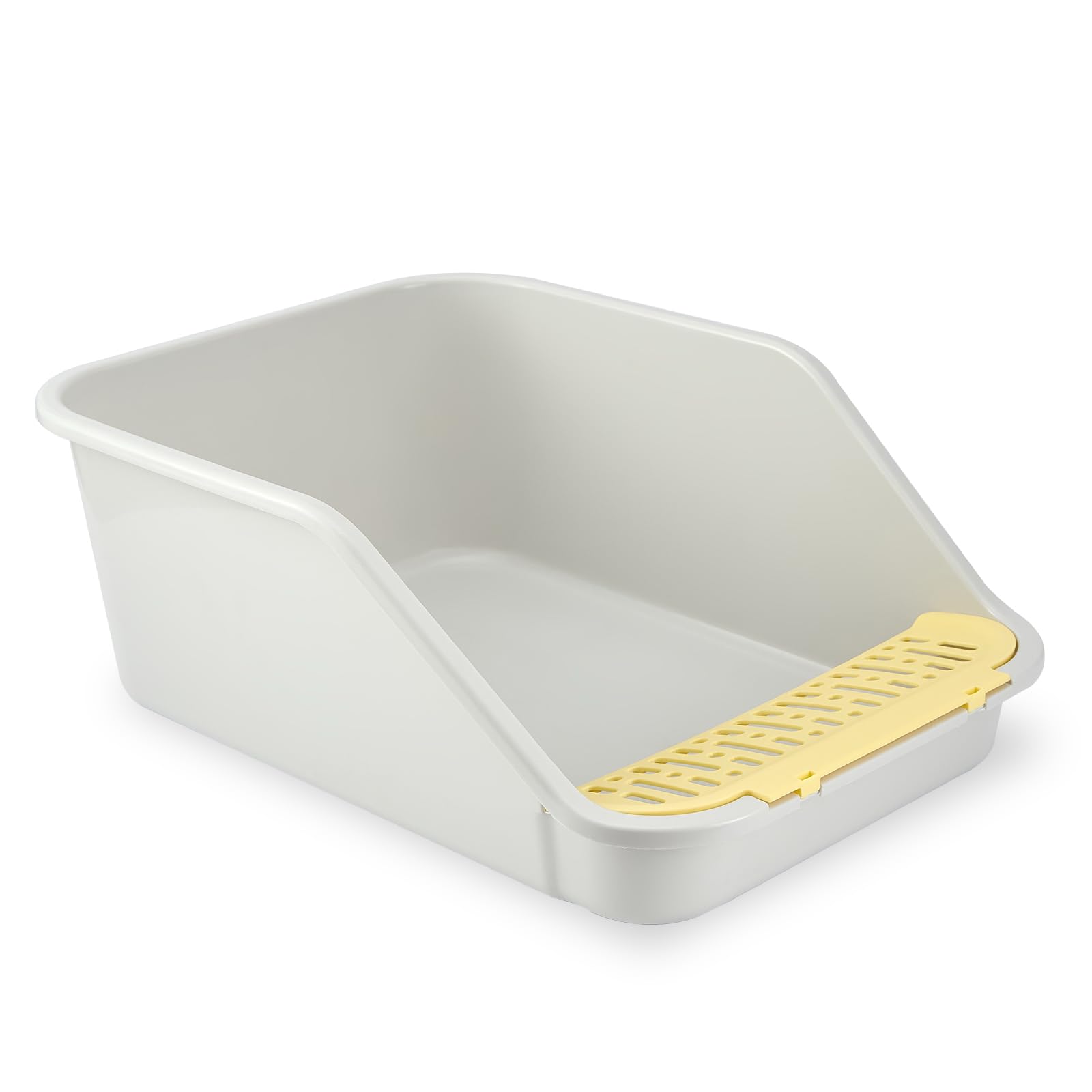 SpaceTime Large Cat Litter Box with High Sides,Cat Boxes for Indoor Cats,Cat Litter Pan for Kitty,Litter Box with Low Entry,Easy