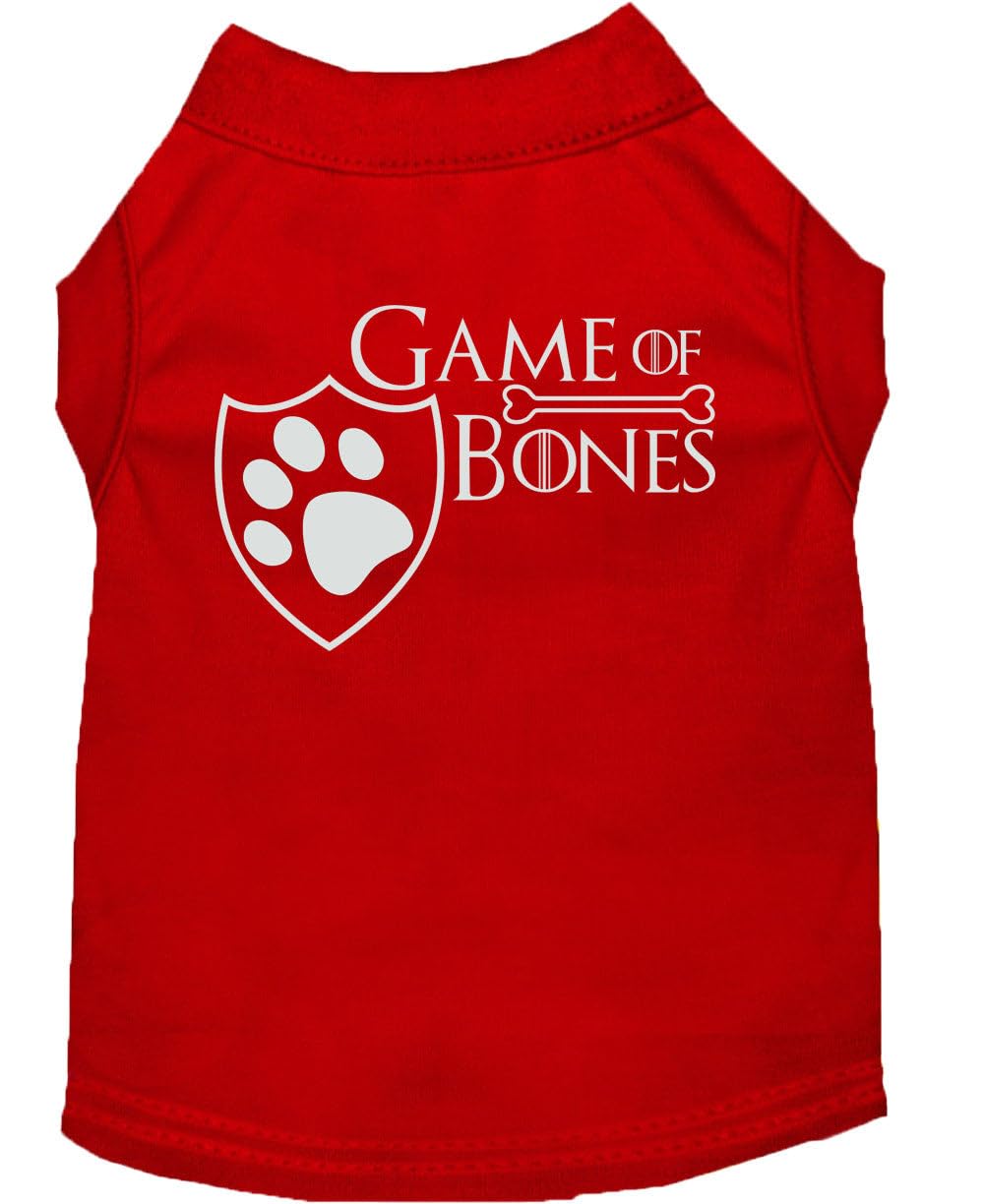 Pet Dog & Cat Shirt Screen Printed, 'Game Of Bones' Red 3Xl (25-35 Lbs.)