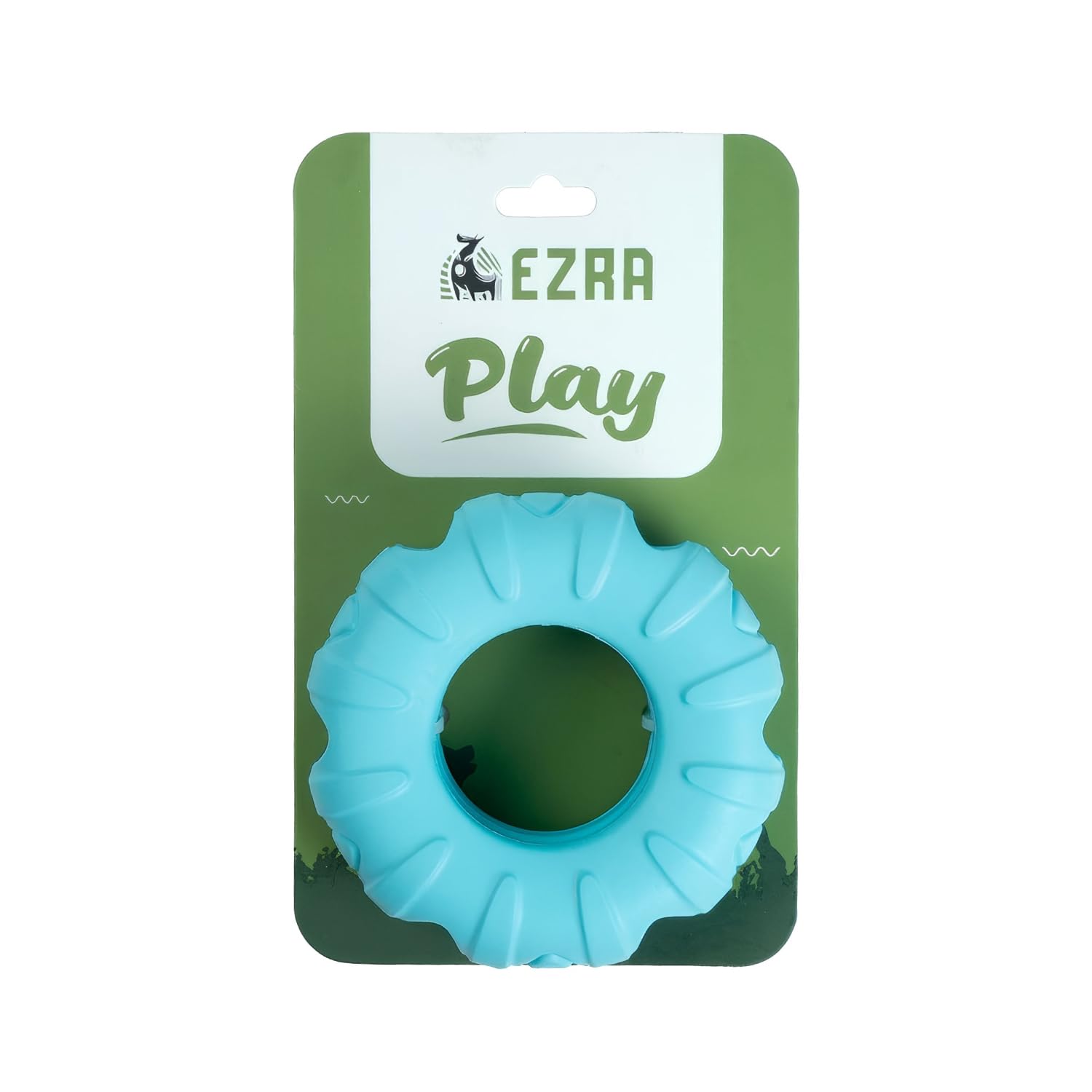 Ezra Play Gemstone Ring Dog Chew Toy  Blue | Durable NonToxic Rubber, Textured For Dental Health | Interactive Fetch & Chew To