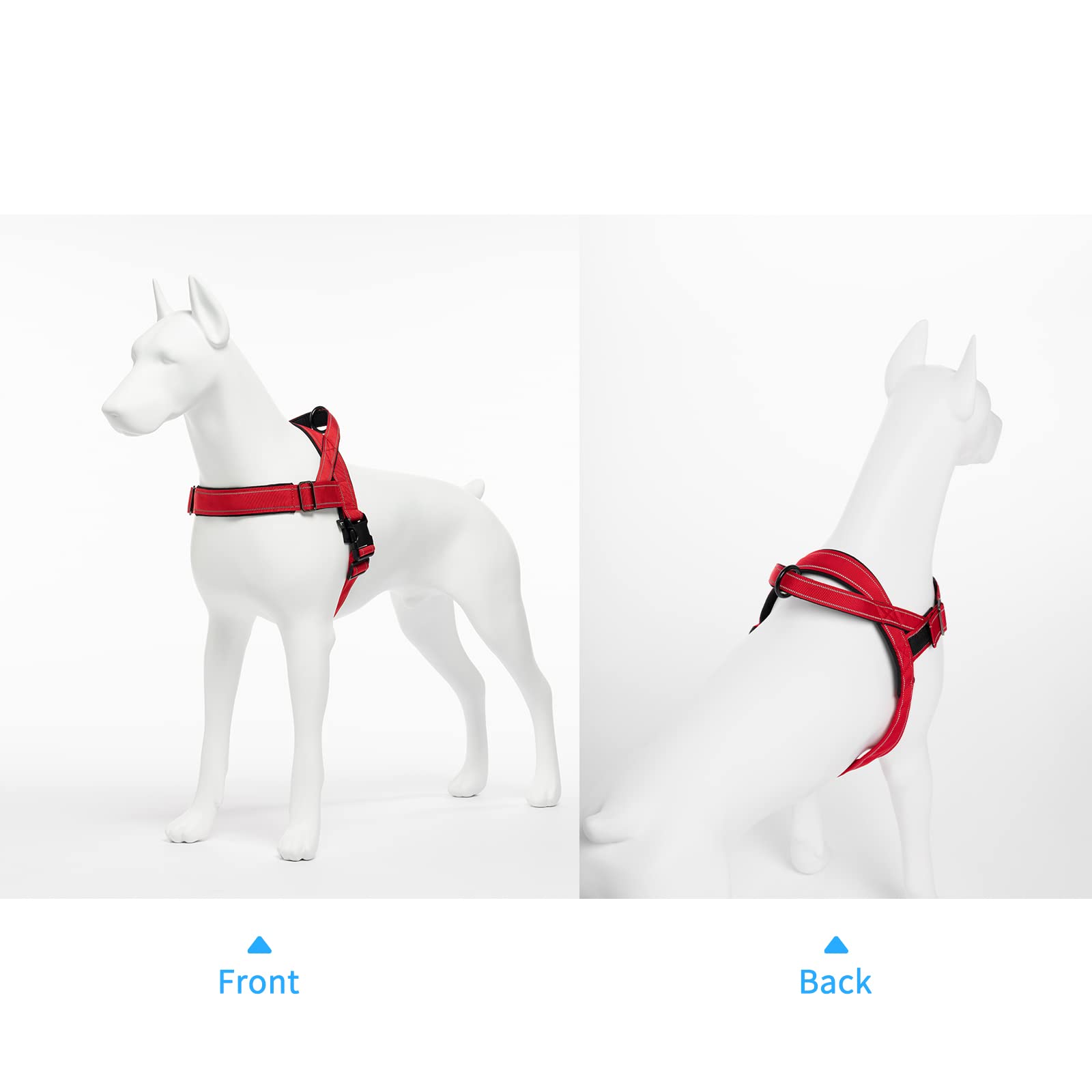 Qifbyfb Dog Harness, No Pull Dog Harnesses For Small Medlium Large Dogs Escape Proof Reflective With Comfortable Handle(Red, Xl)