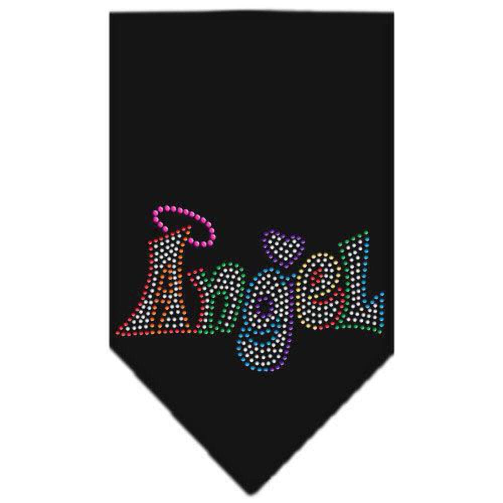 Mirage Pet Products 67-97 SMBK Technicolor Angel Rhinestone Black Print Bandana, Small