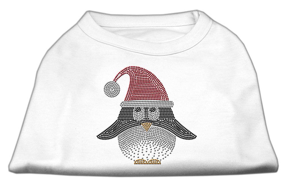 Christmas Pet Dog & Cat Shirt Rhinestone, 'Santa Penguin' White Xs (0-3 Lbs.)