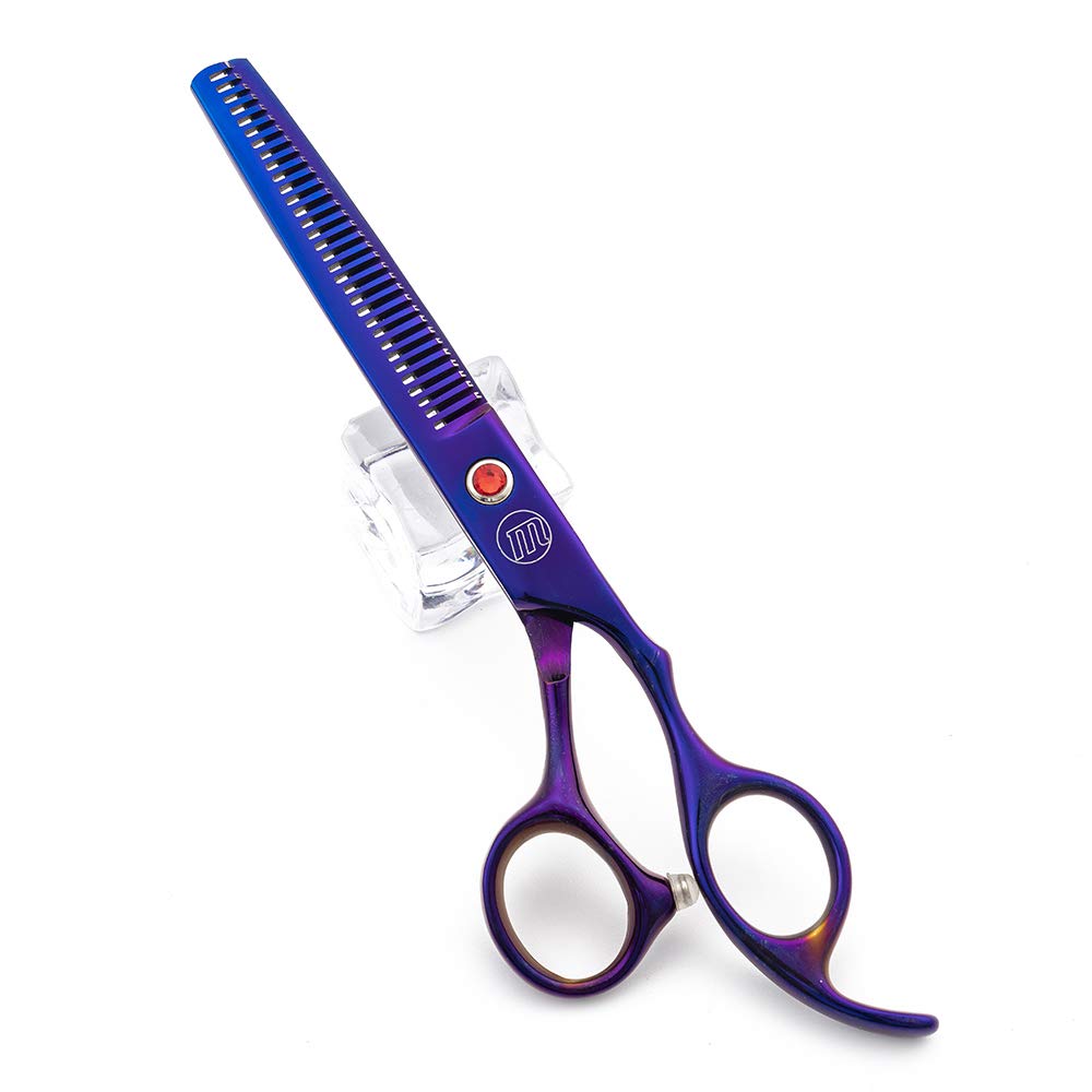 Moontay Professional 7.0' Dog Grooming Scissors Set, 4-Pieces Straight, Upward Curved, Downward Curved, Thinning/Blending Shears For Dog, Cat And Pets, Jp Stainless Steel, Purple