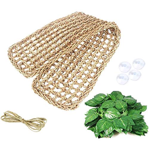 kathson Reptile Hammock Bed for Bearded Dragons & Geckos, 29.52x7.08, Black, 100% Natural Grass Fibers, Climbing Toy &