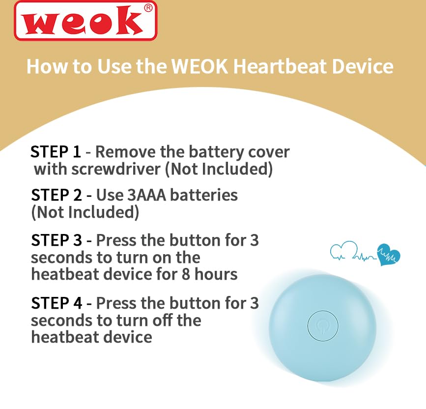 Weok Heartbeat Puppy Toy, Comfort Cuddler Pillow, Dog Anxiety Relief Calming Aid,Heartbeat Stuffed Toy For Dogs,Puppy Heartbeat