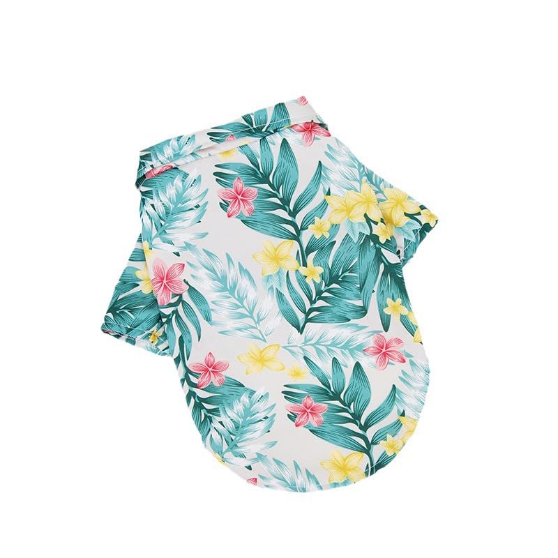 Lhyz Park Hawaiian Beach Print Pet Dog Cat T-Shirts Cute For Small To Medium Dog Cats Cool Summer Vest Camp Shirt Clothes (Pomeg