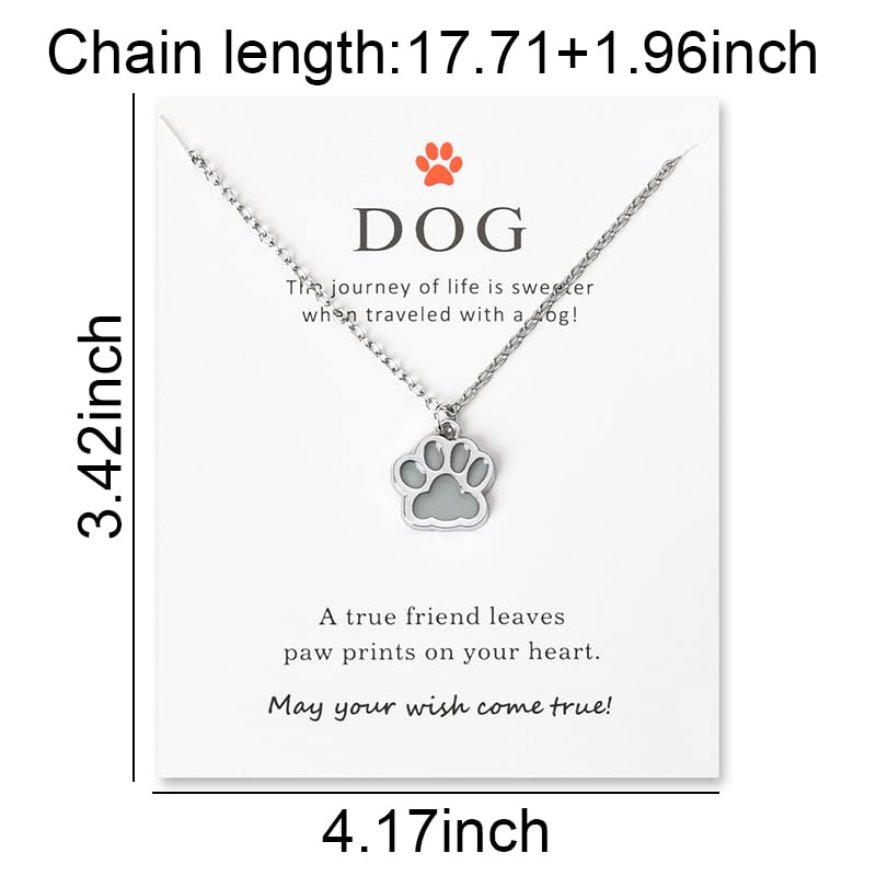 Siopue Dog Paw Print Necklace for Women Dogs Lover Christmas Birthday Gifts for Women Dog Owner Pet Memorial Gifts Dogs Print Gl