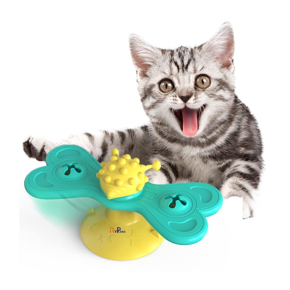 Pup&Pets Spinning Butterfly Cat Teaser Toy With 2 Catnip Balls Set Cat Turntable Toy..