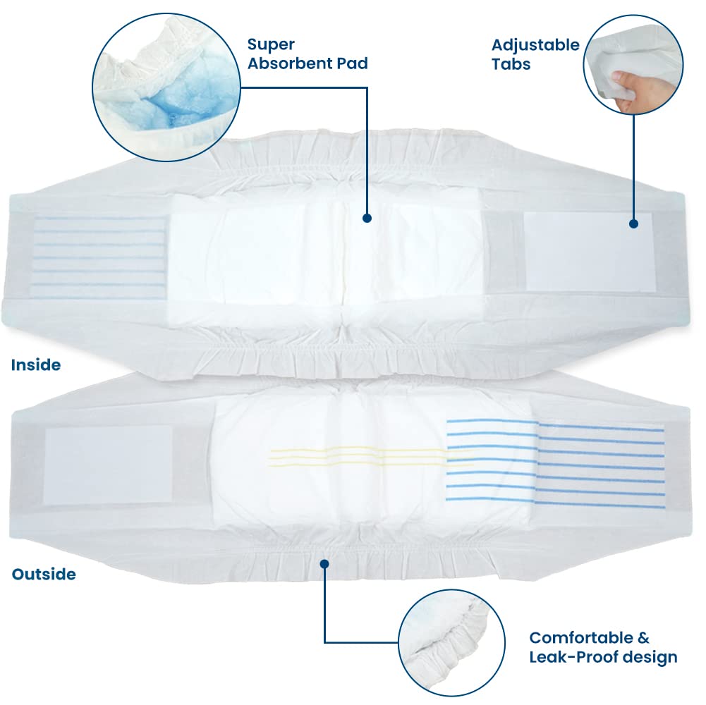 Bv Dog Diapers Male X-Small (Waist 9-14 In) Super Absorbent - 50 Count Disposable - Doggie Diapers With Wetness Indicator - Adju