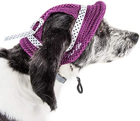 Pet Life  Sea Spot Sun Uv Protectant Adjustable Fashion Mesh Brimmed Dog Hat Cap, Burgundy  Large