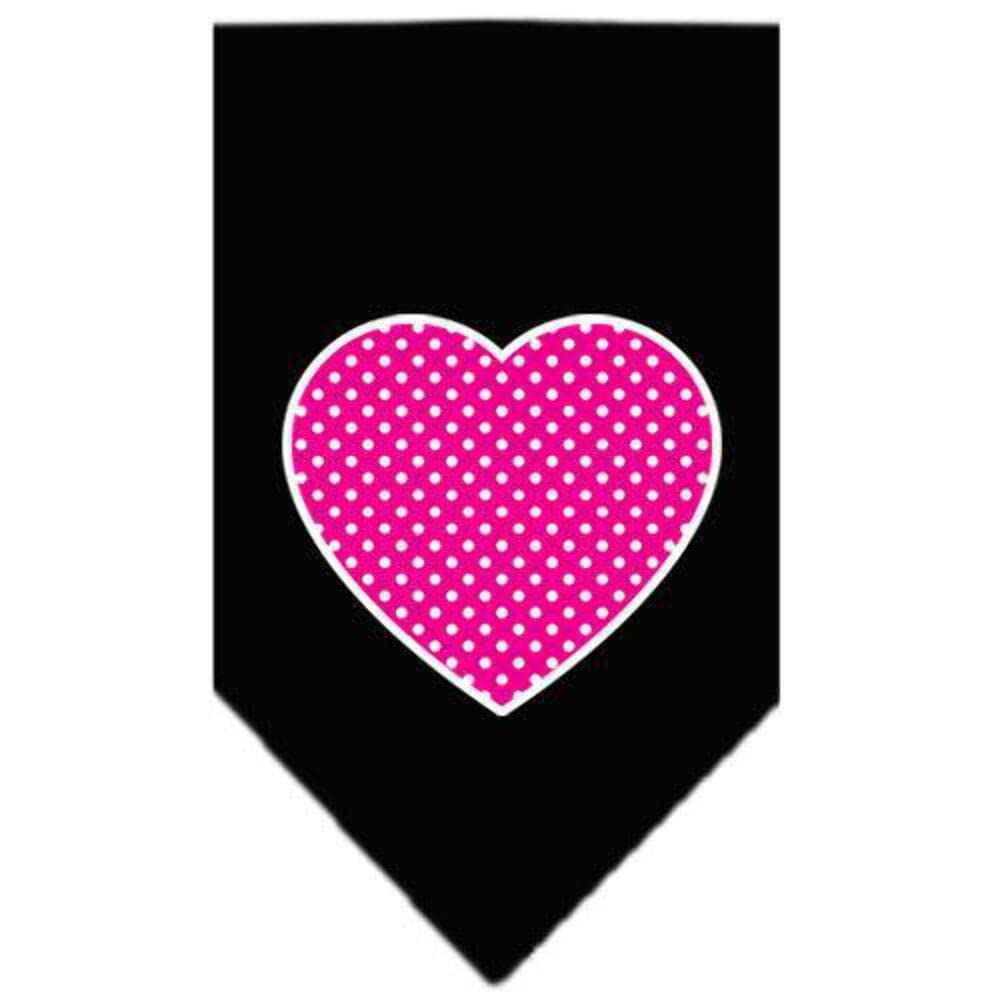 Pet and Dog Bandana Screen Printed, Pink Swiss Dot Heart Emerald Green Large