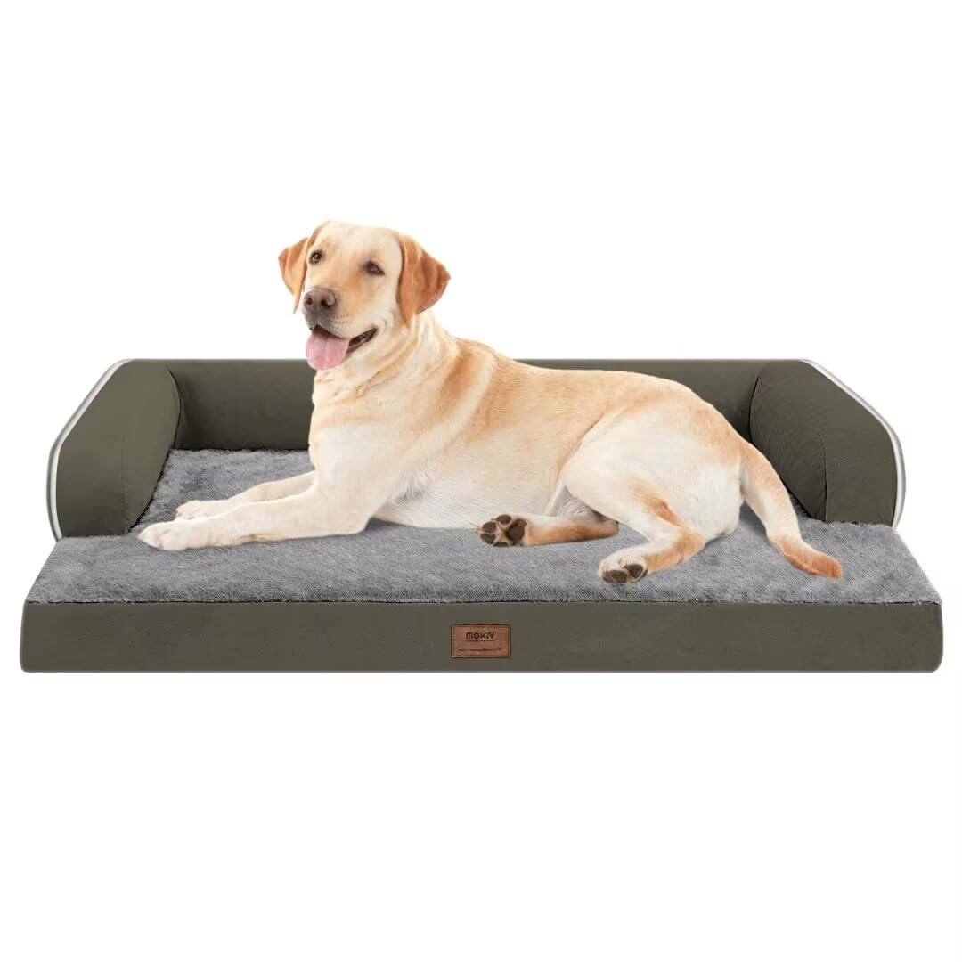 Large Dog Bed Orthopedic Washable - Xxl Large Big Dogs - Waterproof With Removable Cover - Memory Foam - Beds Bolster Pet - Dog Couch Sofa Bed - Dark Green Dog Bed
