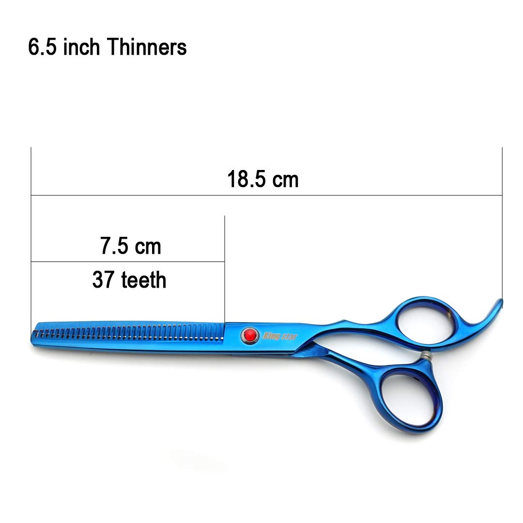 7.0In Titanium Blue Professional Pet Grooming Scissors Set,Straight & Thinning & Curved Scissors 4Pcs Set For Dog Grooming,(Blue