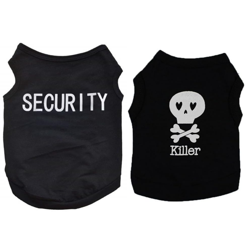 Dog Clothes For Small Dogs Apparel Chihuahua Clothes Boy Puppy Outfits Pet Tshirts Cat Security Shirts Black Tiny Doggie Vest Xs