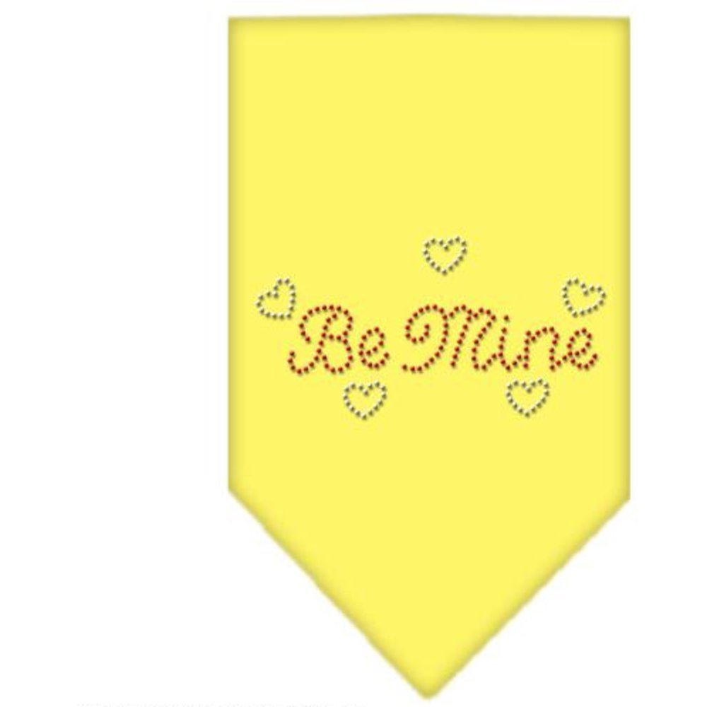 Pet and Dog Bandana Rhinestone, "Be Mine" Yellow Large