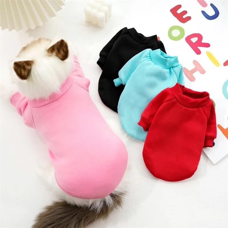 2-Piece Soft Dog & Puppy Sweater - Warm & Cute Winter Outfit For Small Dogs & Cats (Red+Blue, Medium)
