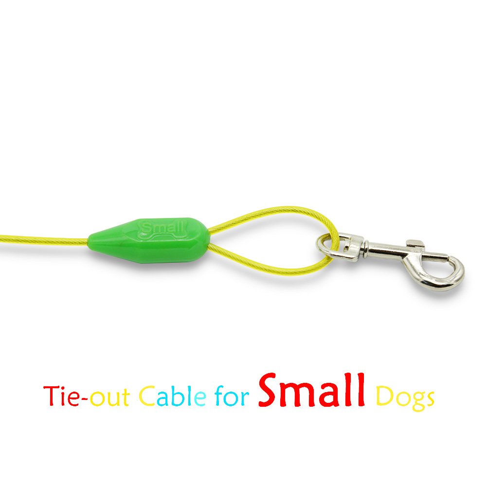 Petest 25Ft Tie-Out Cable With Crimp Cover For Small Dogs Up To 35 Pounds