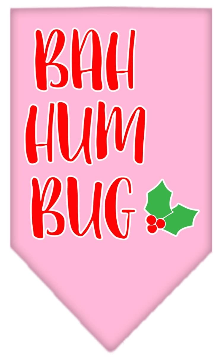 Christmas Pet and Dog Bandana Screen Printed, &quot;Bah Humbug&quot; Light Pink Small