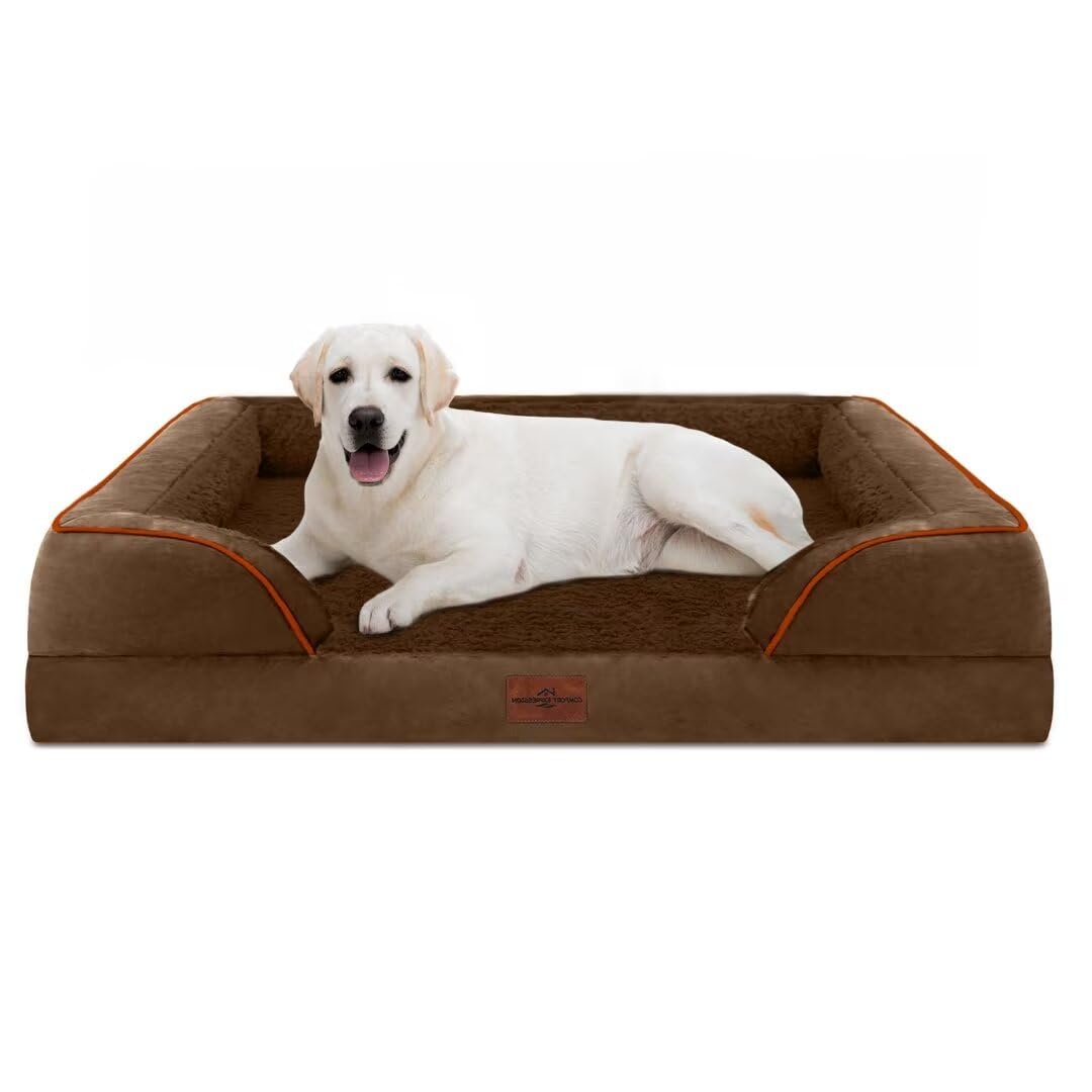 Comfort Expression Jumbo Orthopedic Dog Bed, Waterproof, 45"x35"x9", Chocolate Brown, PV Washable with Non-Slip Bottom
