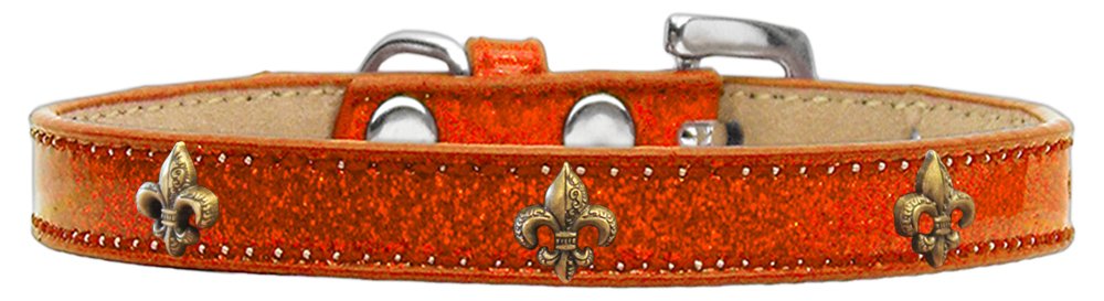 Mirage Pet Products Bronze Fleur De Lis Widget Dog Collar, Size 16, Orange Ice Cream