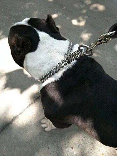 Loveshine Chain Dog Collar High Polished Silver Cuban Link Dog Chain Chain Collar Metal Stainless Steel Heavy Duty Dog Collars For Medium Dogs(15Mm, 22')