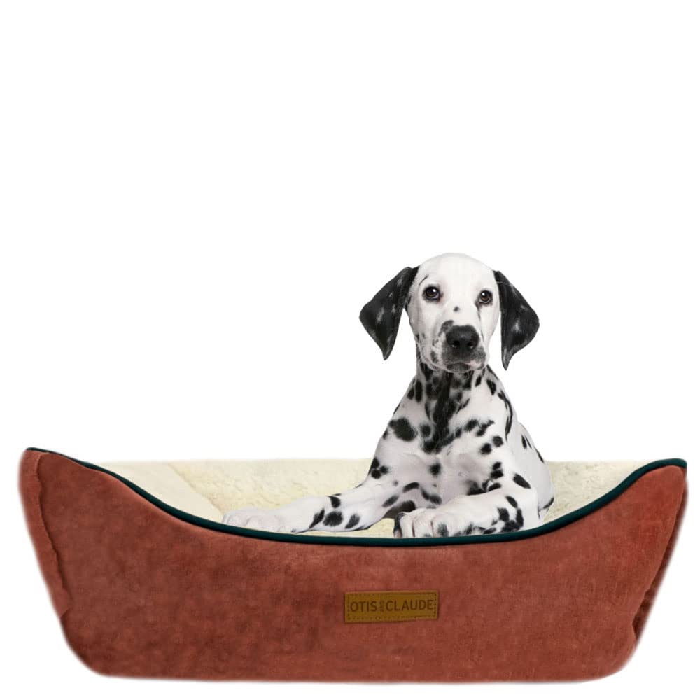 Otis & Claude Hi-Tech Pet Bed For Dogs And Cats, Machine Washable Sleeping Bed And Non-Slip Bottom Breathable Soft, Ultra-Plush, Medium - Cashmere Red