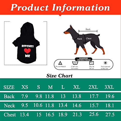 Coomour Love Dog Shirt Cotton Pet Clothes Funny Heart Cat Clothing Puppy Hoodies For Dogs Cats (2Xl)