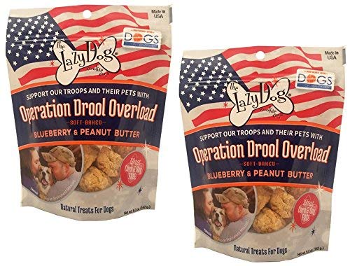 The Lazy Dog Cookie Co. Operation Drool Overload Blueberry & Peanut Butter Dog Treat - 5oz Safety Sealed 2 Pack