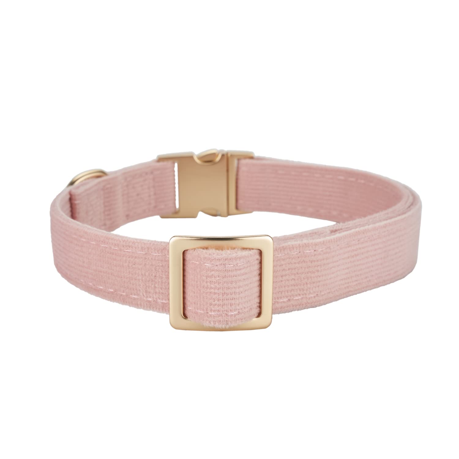 Petiry Soft Corduroy Fibric Dog Collar with High Grade Metal Buckle, for Large Dogs(Light Pink,Large:17-26'')