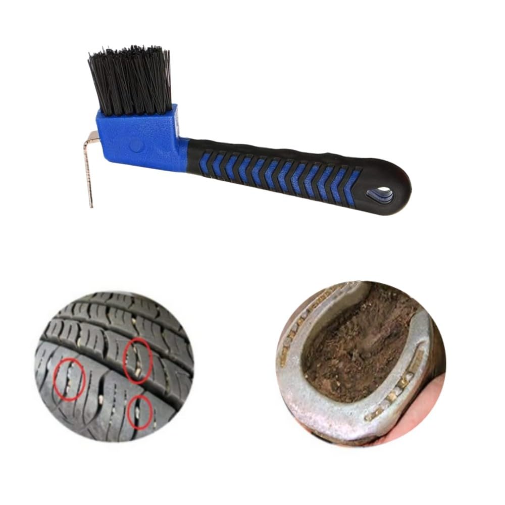 Whzazgw Stainless Steel Horse Brush,Reversible Stainless Steel Curry Comb,Includes Horse Hoof Pick Brush With Soft Touch Grip