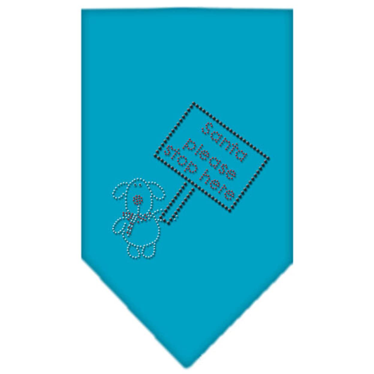 Mirage Pet Products Santa Please Stop Here Rhinestone Bandana, Large, Turquoise