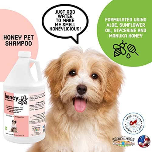 Honey Pet Shampoo For Dogs And Cats One Gallon | Cruelty-Free | Paraben-Free | Biodegradable And Non-Toxic | Made In The Usa