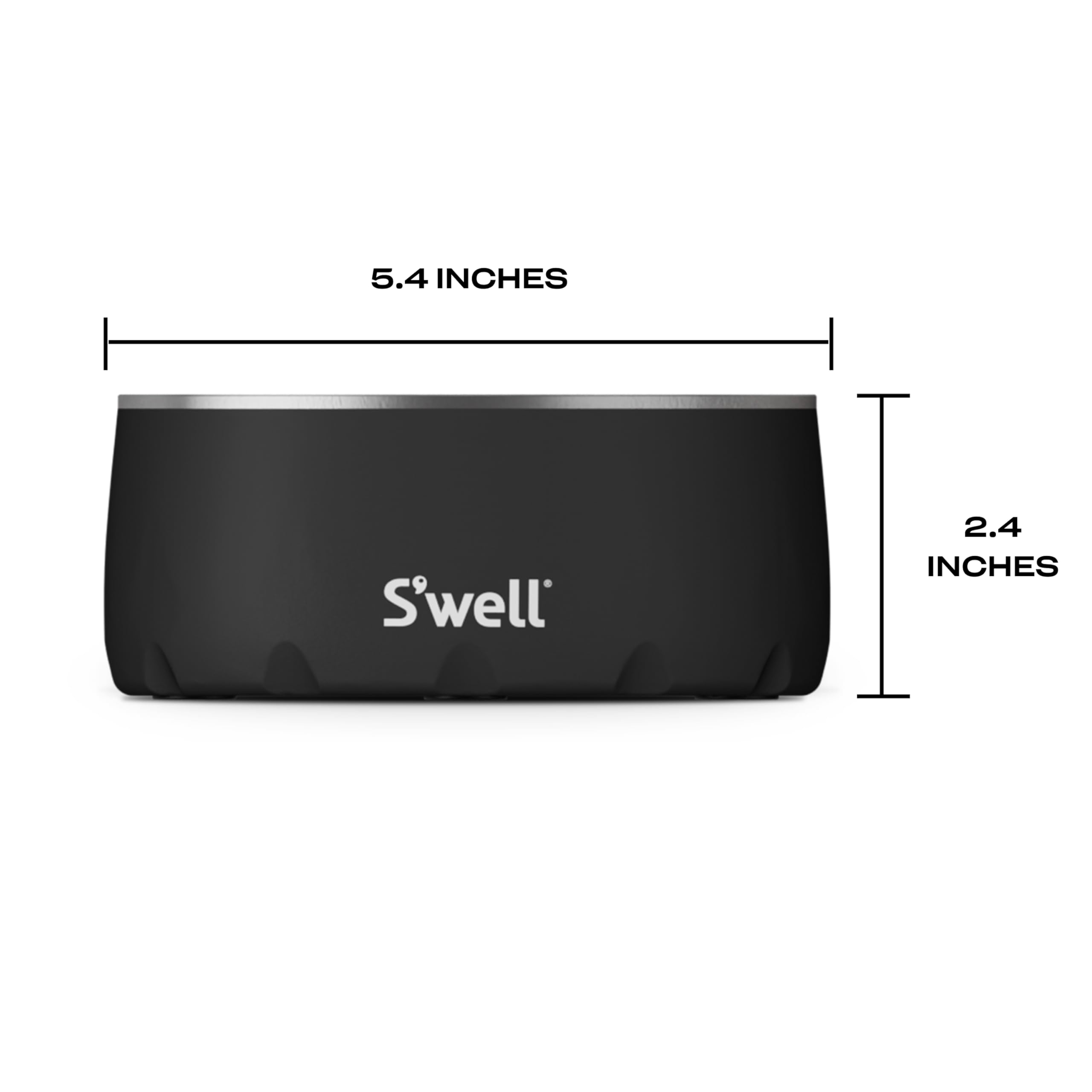 S'Well Stainless Steel Pet Bowl, 16Oz, Onyx, For Small To Medium Size Dogs, Mess Free Design With Non Slip Rubber Bottom, Dishwasher Safe, Bpa Free