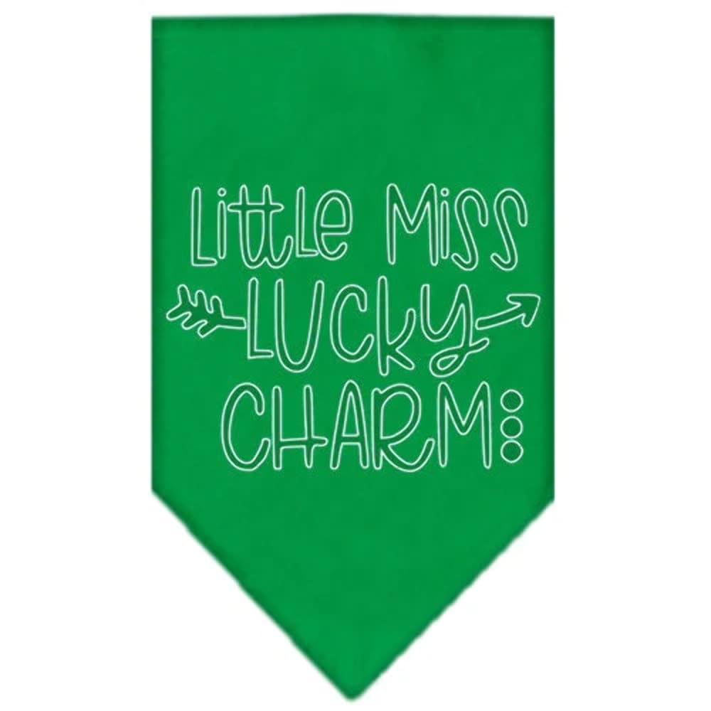 Mirage Pet Products Little Miss Lucky Charm Screen Print Bandana Bright Pink Small