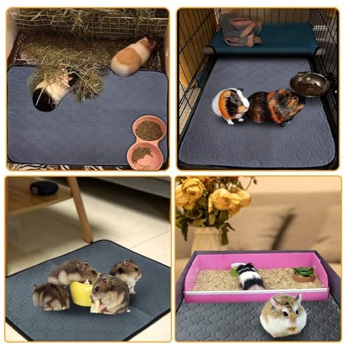 Guinea Pig Cage Liners, 5 Pack 12'' X 12'' Washable Guinea Pig Pee Pads, Non Slip Reusable Super Absorbent Guinea Pig Training M