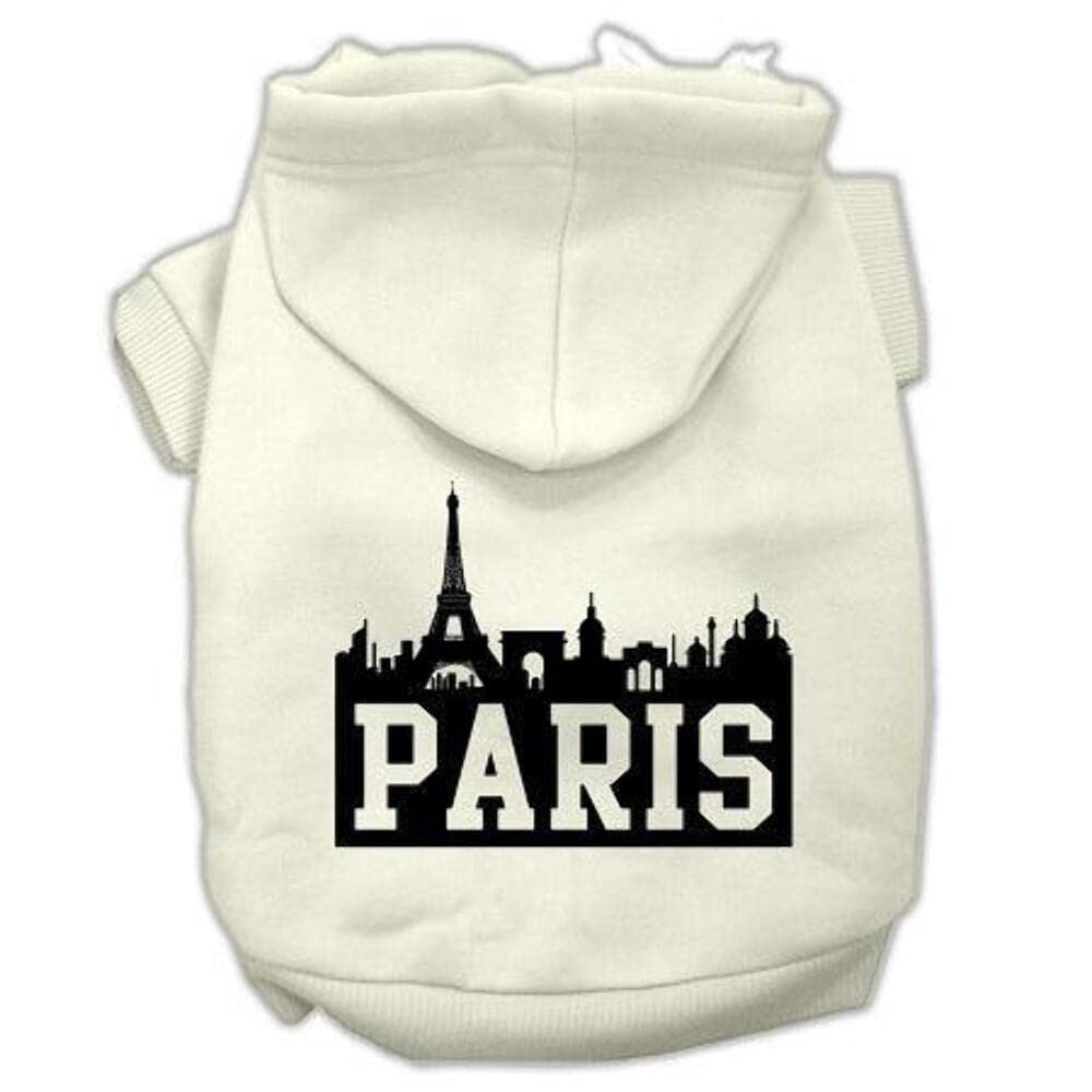 Mirage Pet Products 62-71 XXXLCR Paris Skyline Screen Print Cream Pet Hoodie, X-Large